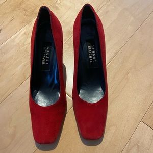 Stuart Weitzman suede red heels size 7